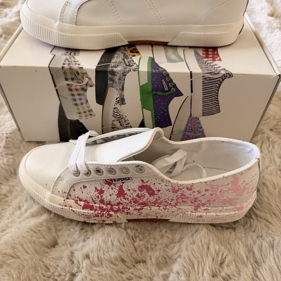 Superga 2750 Splatter Sneakers - White/Pink - Women's 9 / Men's 7.5 (NIB) - Picture 2 of 12